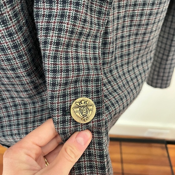 Vintage Black and Gray Joanna Checkered Plaid Blazer Large - Picture 4 of 5